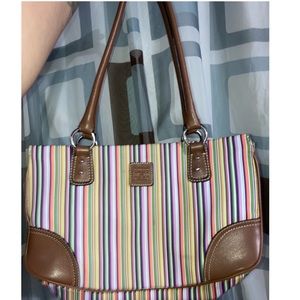Liz Claiborne Cute Stripe Hand Bag! With Extra Makeup Storage Pocket!✨